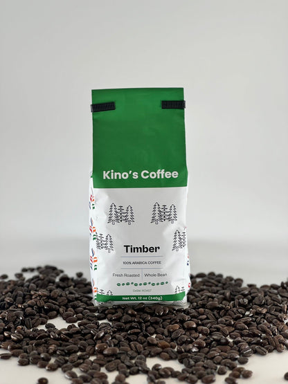 Kinos Coffee - Timber Dark Roast, Mexican Chiapas Beans, Premium SHG EP Arabica Blend - 12 oz